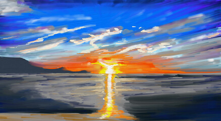 京都府京丹後市　八丁浜の夕日