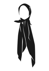 hijab silhouette, black and white headscarf, veil. concept of clothing, muslim, fashion, culture, woman. for print, sticker, web, pattern, etc. vector illustration.