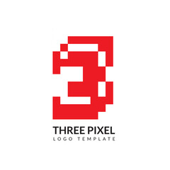 Obraz premium NUMBER THREE LOGO WOTH PIXEL STYLE DISEGN. SUITABLE FOR COMPANY LOGO