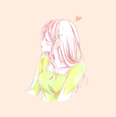 キス顔の女性　横顔