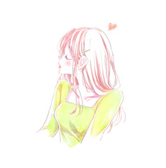 キス顔の女性　横顔