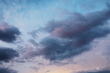Fototapeta na wymiar Sky landscape with clouds in pastel colors