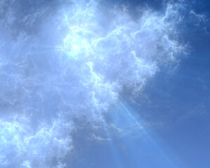 Abstract fractal art representing the sun behind a cloud.