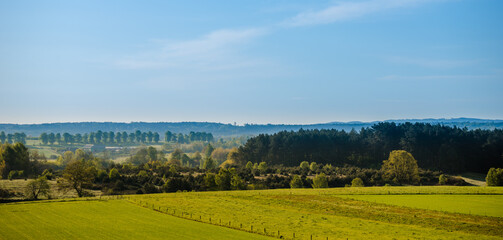 Countryside landscape with green field, Poland.