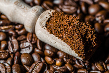 Aromatic powdered coffee texture background