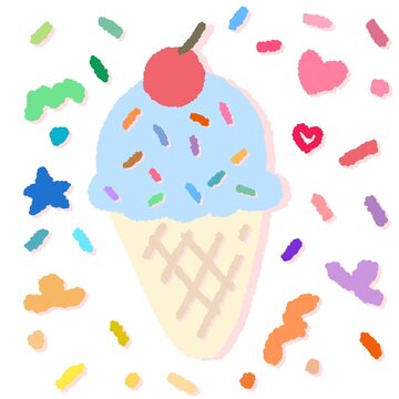 Ice Cream Drawing By Me Fireworks Cartoon Icon Emoji Character 