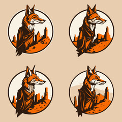 4 variants of fox vector logo
