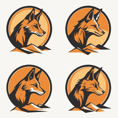 4 variants of fox vector logo