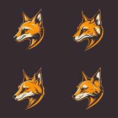 4 variants of fox vector logo