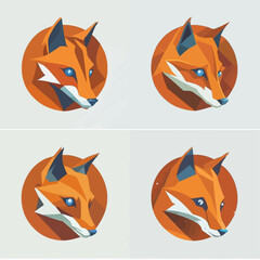 Obraz premium 4 variants of fox vector logo