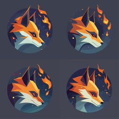 4 variants of fox vector logo