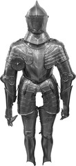 Fototapeta na wymiar Isolated PNG cutout of a medieval knight armor on a transparent background, ideal for photobashing, matte-painting, concept art