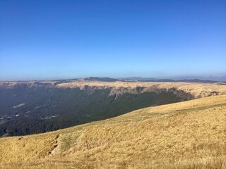 Landscape of the outer rim of the Mount Aso caldera in Kumamoto, Japan
