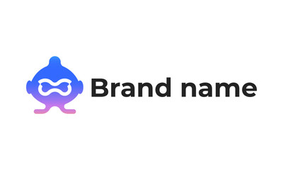 Modern artificial intelligence bot robotic logo concept with infinity idea