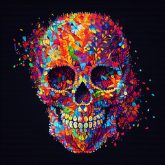 Disintegrating Sugar Skull created with Generative AI Technology - 563535427