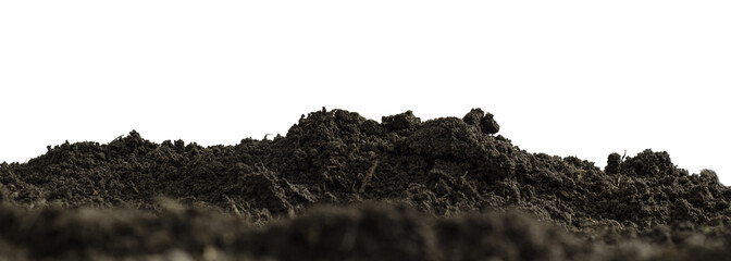 Soil Banner isolated on white Background . Peat moss isolaetd on white background