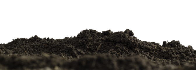 Soil Banner isolated on white Background . Peat moss isolaetd on white background