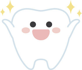 てをあげて喜ぶかわいい歯のイラスト