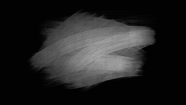 Abstract black screen hand-drawing soft brush strokes on background with alpha channel mask. High quality 4k footage