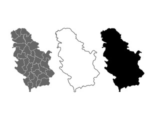 Set of Serbia map icon, geography blank concept, isolated graphic background vector illustration
