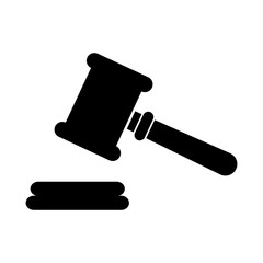 Judge hammer icon, law auction symbol, gavel justice sign vector illustration button