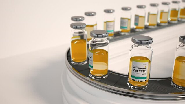Manufacture of Drugs in Pills for Medical Supply of Pharma Industry. Filling Sterile Blister with Medication on Conveyor Line of Pharmaceutical Factory. Preparation and Production of Capsules Closeup
