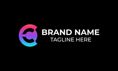 Gradient minimal modern futuristic letter c tech logo idea and brand identity vector design art