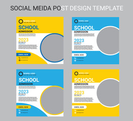 Creative School Social Media Post Template Design 