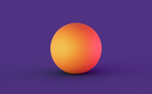 orange and red sphere isolated on a purple infinite background 3D computer generated illustration