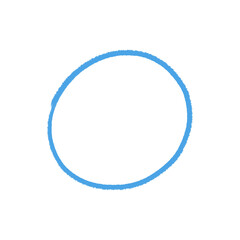 Watercolor blue circle, texture drawn by brush stroke, isolated object, transparent background, png