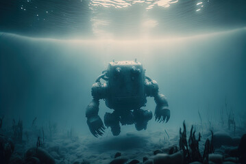 Fototapeta premium Scuba diver in the underwater Generative AI