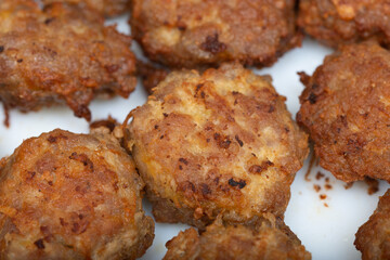 meatballs,chiftele, on a  white plate traditional food from Romania