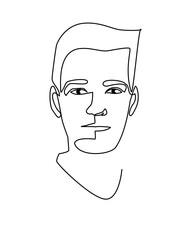 Single line drawing of a man. Hand drawn style design line art. People in portrait