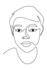 Single line drawing of a woman. Hand drawn style design line art. People in portrait