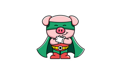 Pig Superhero Mascot Character Design