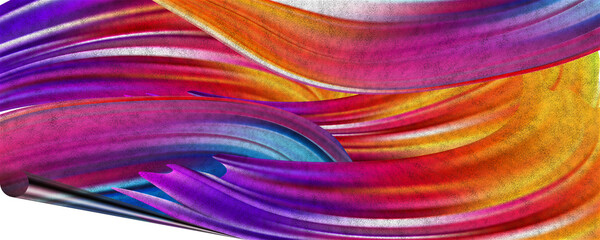 unique background design of paint splashes and brush strokes with transparent media and page curl