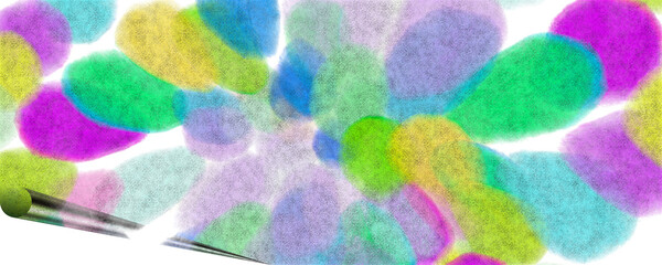 unique background design of paint splashes and brush strokes with transparent media and page curl