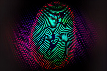 Fingerprint scanning. Cyber security concept.. Abstract technology background. Post-processed digital AI art