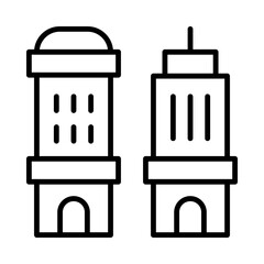 Buildings Isolated Silhouette Solid Line Icon with buildings, architecture, city, high-rise, town, urban Infographic Simple Vector Illustration