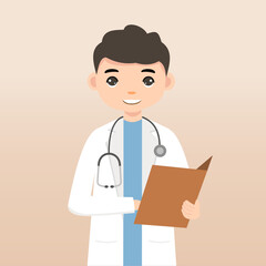 Fototapeta premium Front view animated character. Doctor character creation with face emotions, poses and gestures. Cartoon style, flat vector illustration.Isolated on white.Male doctor. 