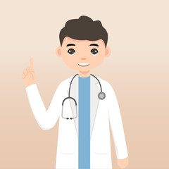 Front view animated character. Doctor character creation with face emotions, poses and gestures. Cartoon style, flat vector illustration.Isolated on white.Male doctor. 