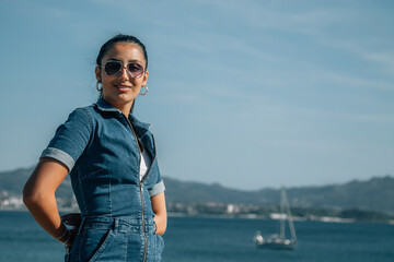 hispanic latina girl on the boardwalk