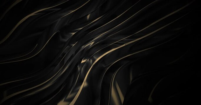 4k trendy marble grey black seamless looped animated background. Abstract deep dark golden wavy banner. Black digital creative dynamic backdrop. Luxury premium 3d swirl premium BG for golden logo text
