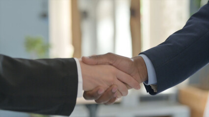 Slow Motion of Handshake of Young Business People