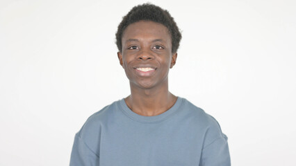 Smiling Young African Man on White Background