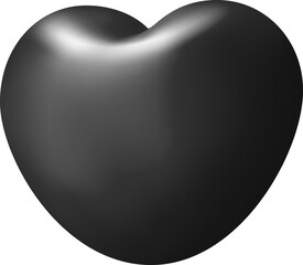 Black 3D heart isolated on white background.