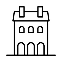 Building Isolated Silhouette Solid Line Icon with building, buildings, home, house, town, village Infographic Simple Vector Illustration