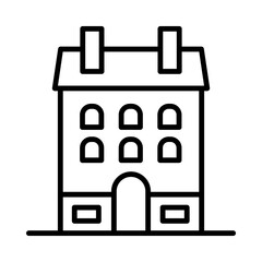 Building Isolated Silhouette Solid Line Icon with building, apartment, buildings, city, european, home Infographic Simple Vector Illustration