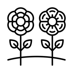 Flowers Isolated Silhouette Solid Line Icon with flowers, floral, florist, flower, garden, plants Infographic Simple Vector Illustration