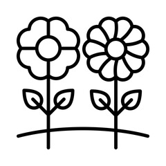 Flowers Isolated Silhouette Solid Line Icon with flowers, floral, florist, flower, garden, plants Infographic Simple Vector Illustration